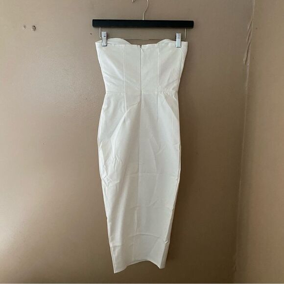 More To Come Sophia Midi Dress White strapless sheath stretch Revolve - Picture 7 of 12